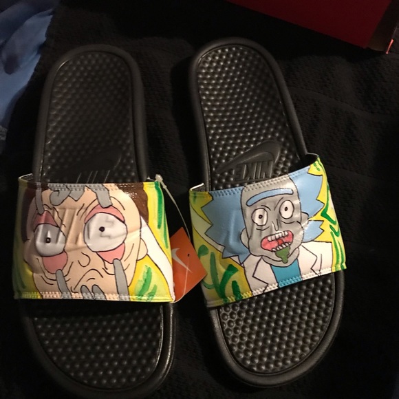 rick and morty nike slides